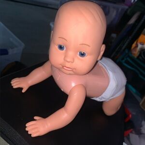 Lifelike Crawling Baby Doll with Blue Eyes